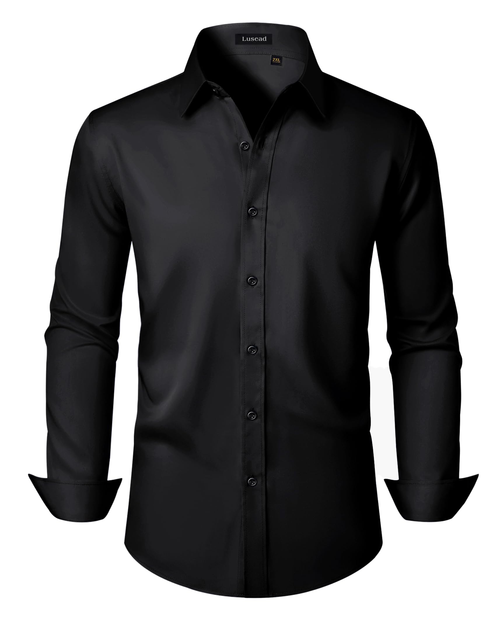 Men's Dress Shirts Long Sleeve Stretch Wrinkle Free Slim Fit Wedding Formal Button Down Shirt